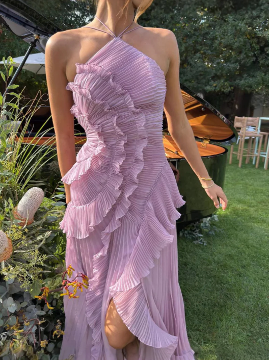Women's Halter Wedding Guest Midi Dress
