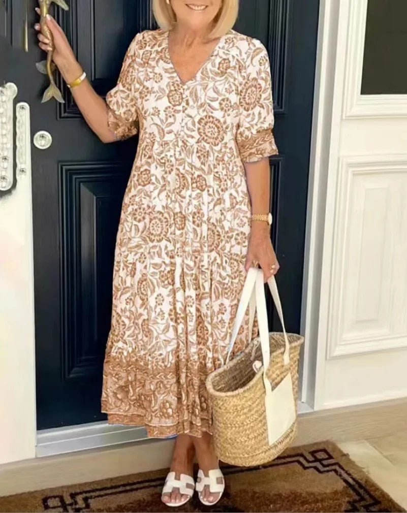 Women's Floral Garden Celebration Midi Dress