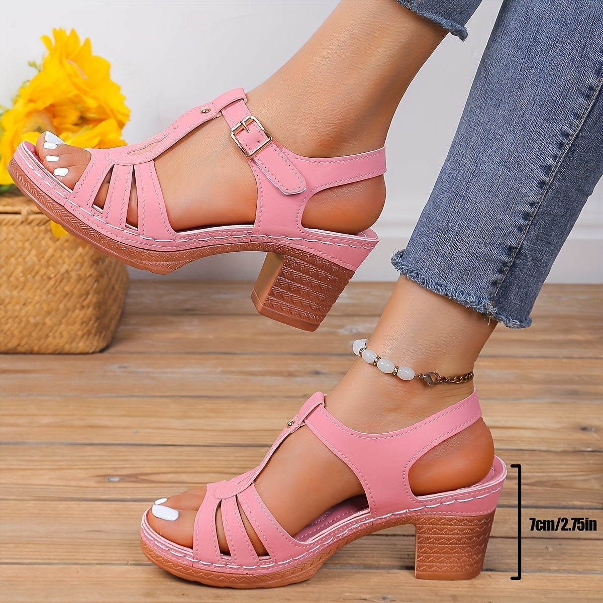Women's Block Heel Cushioned Sandals