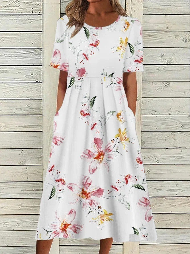 Women's Printed Casual Midi Dress