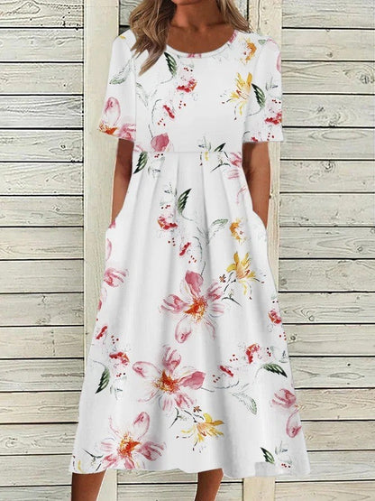 Women's Printed Casual Midi Dress