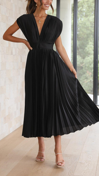 Women's Pleated Formal Evening Maxi Dress
