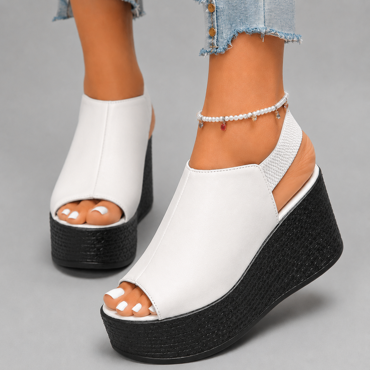 Avessa Leather Wedge Platform Sandals