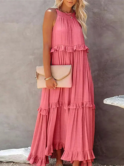 Women's Sleeveless Ruffle Day-to-Evening Midi Dress