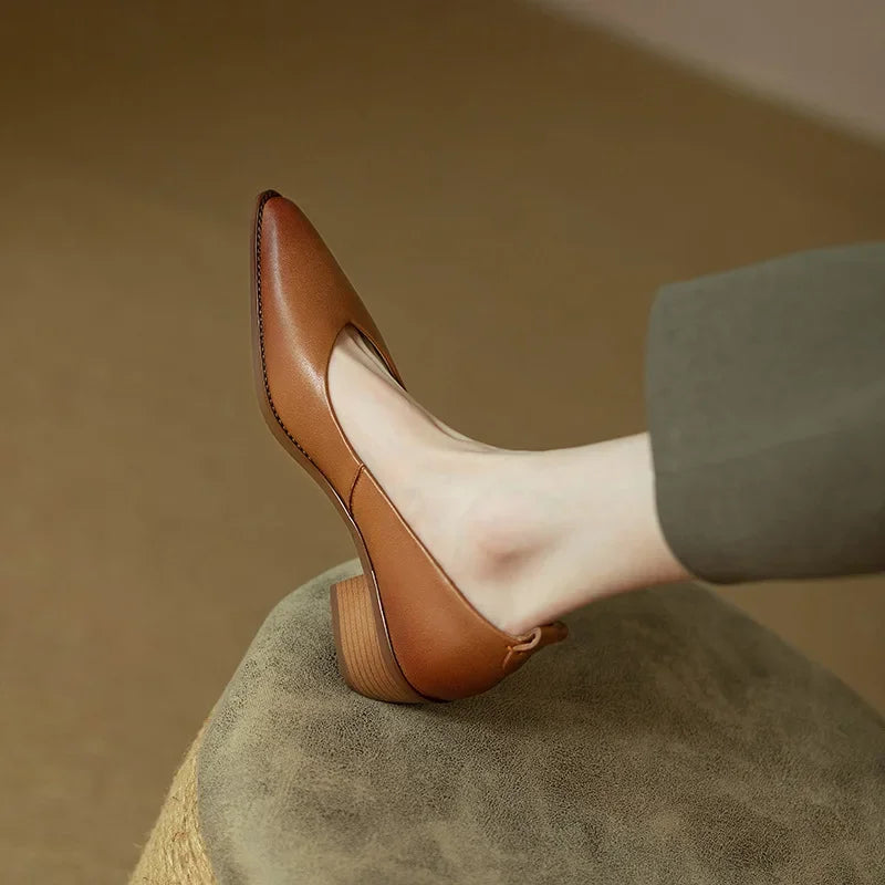 Women's Block Heel Pumps Pointed Toe Slip-On Work Shoes
