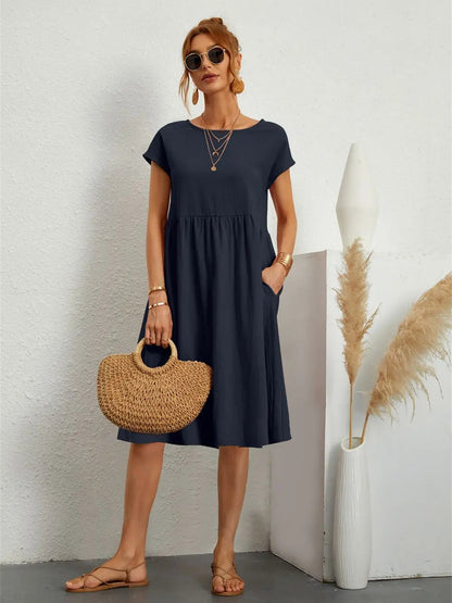 Women's Pocket Casual Day Midi Dress
