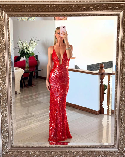 Women's Sequin Evening Maxi Dress