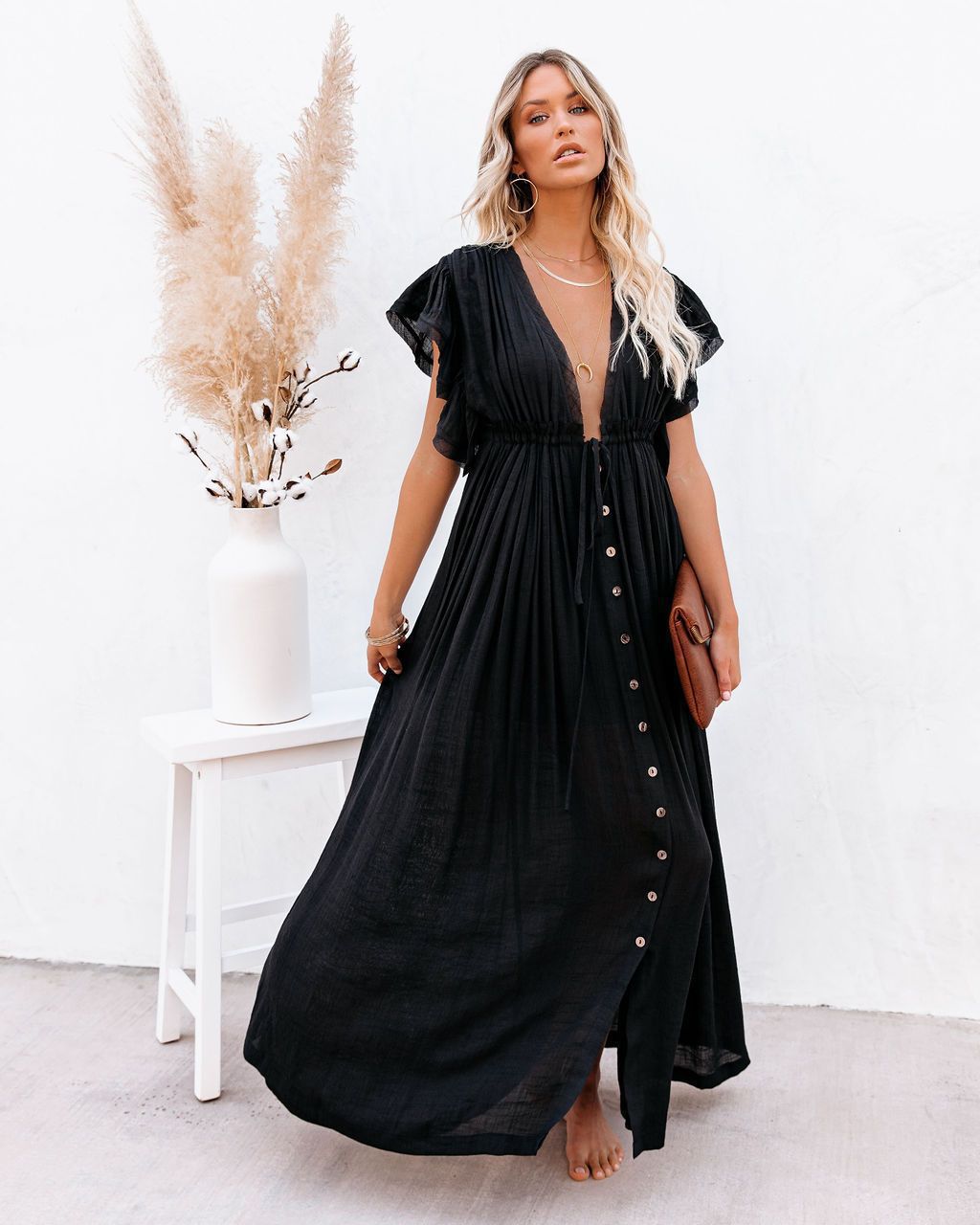 Women's Boho Wrap Vacation Cover-Up Dress