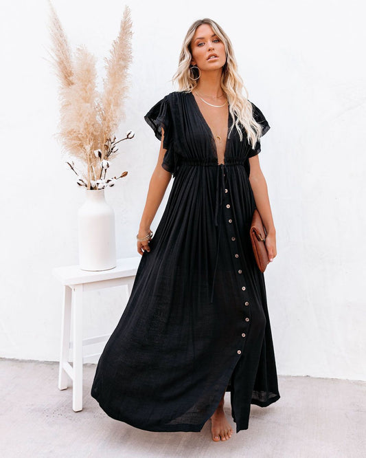 Women's Boho Wrap Vacation Cover-Up Dress
