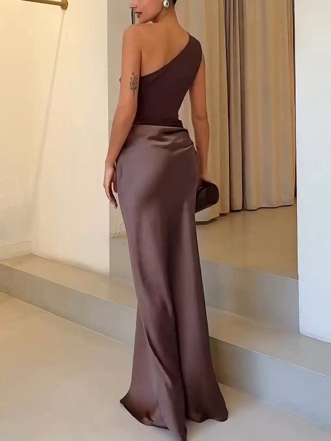 Women's One-Shoulder Party Maxi Dress