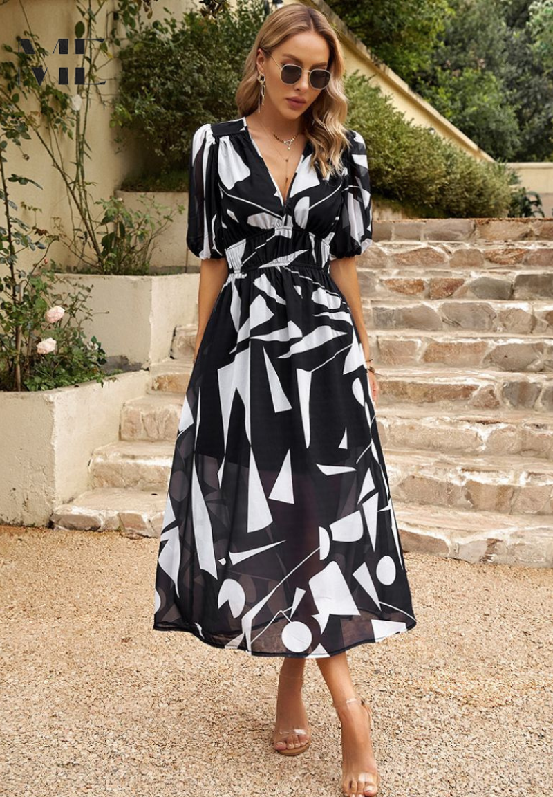 Women's Floral Print Casual Midi Dress