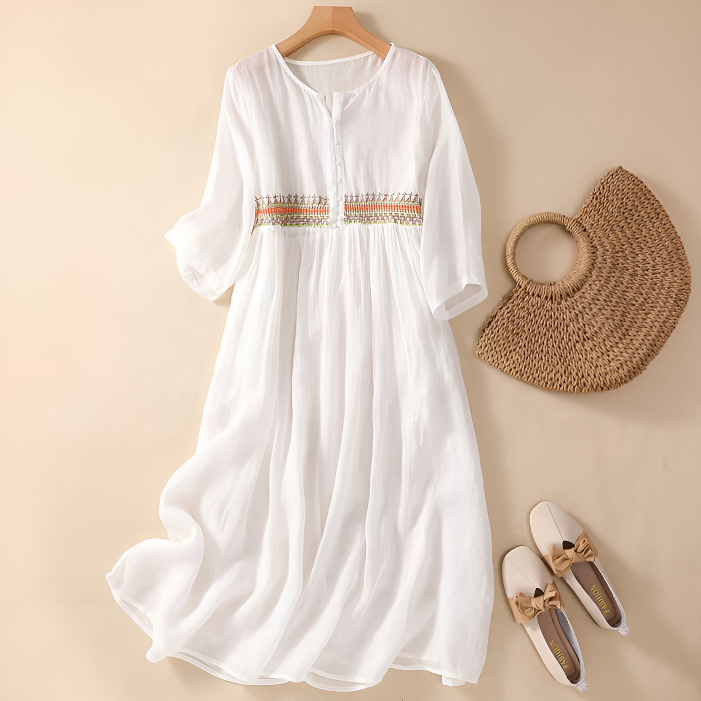 Women's Embroidered Casual Summer Midi Dress