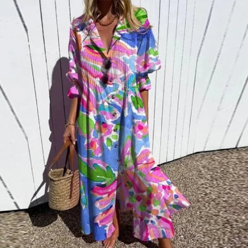 Women's Boho Flowy Vacation Maxi Dress