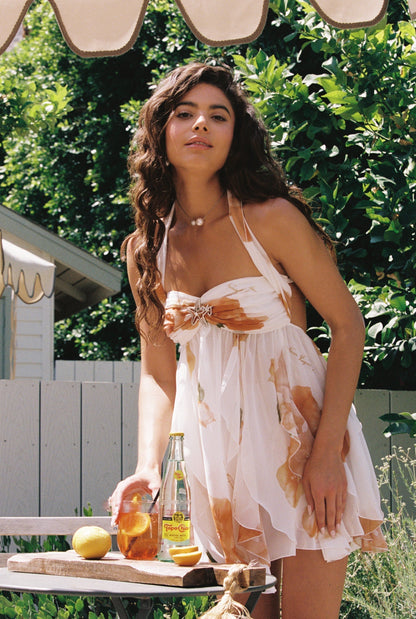 Women's Floral Chiffon Mini Dress