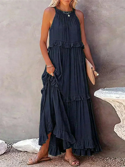Women's Sleeveless Ruffle Day-to-Evening Midi Dress