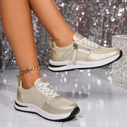 Women's Platform Lace-Up Zip Sneakers