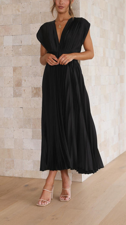 Women's Pleated Formal Evening Maxi Dress