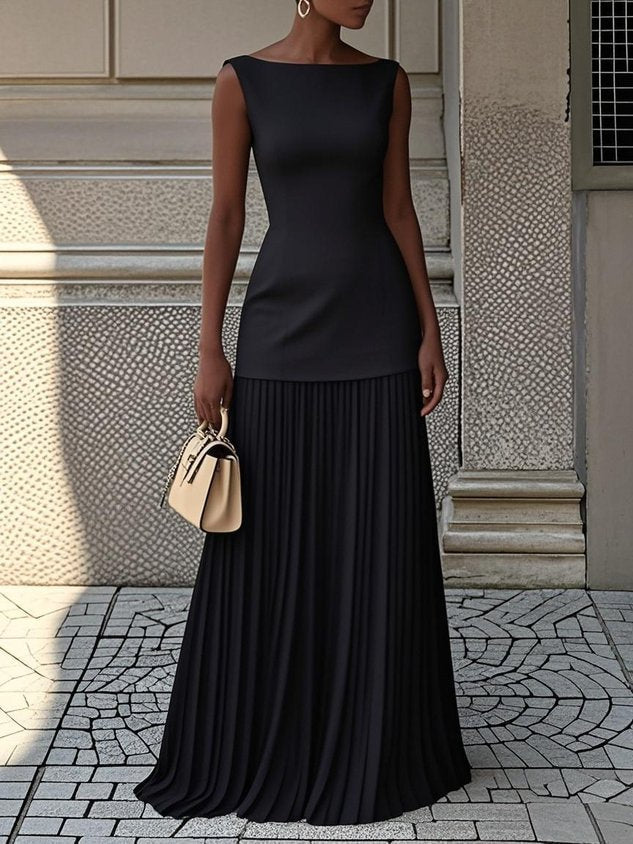 Women's Pleated Evening Maxi Dress