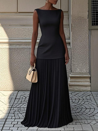 Women's Pleated Evening Maxi Dress
