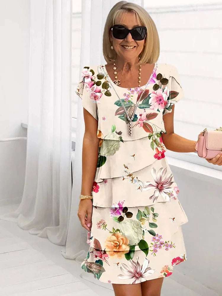 Women's Floral Ruffled Midi Dress