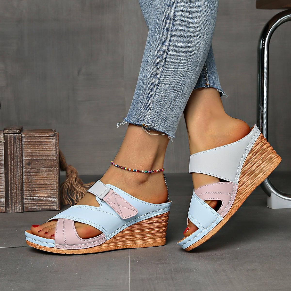 Women's Platform Wedge Slide Sandals
