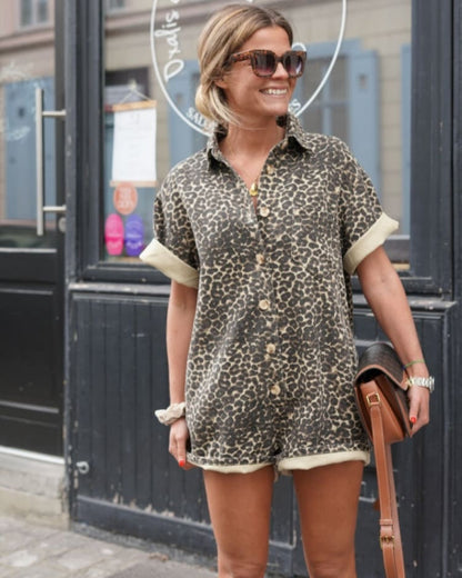 Leopard Print Playsuit – Women's Summer Adventure Essential | Elara