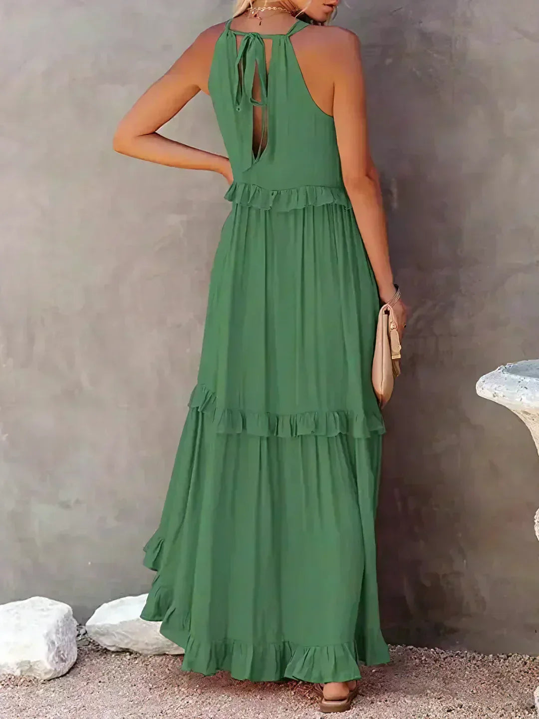 Women's Sleeveless Ruffle Day-to-Evening Midi Dress