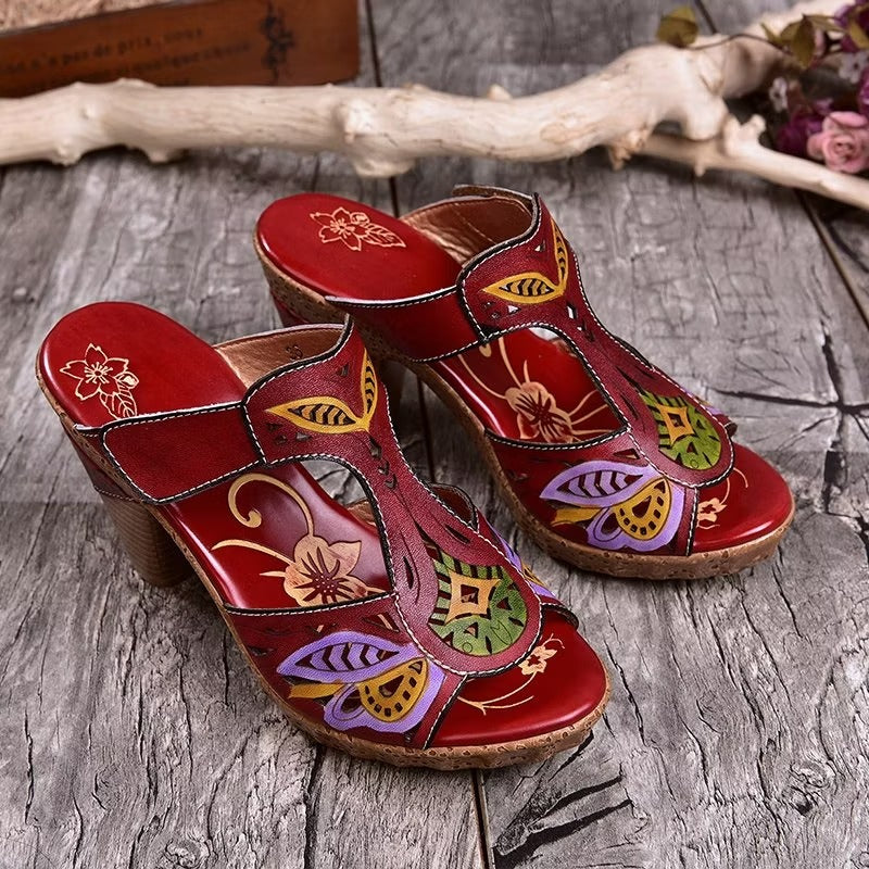 Women's Maroon Red Flat Sandals
