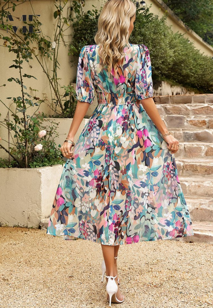 Women's Floral Print Casual Midi Dress