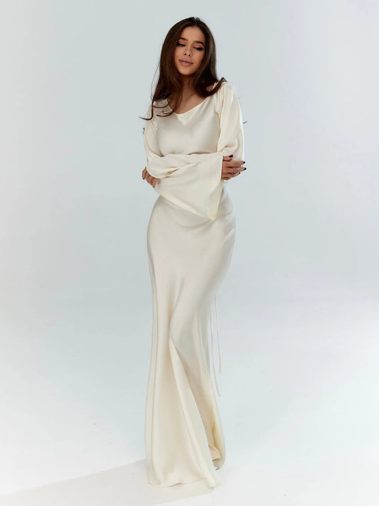 Women's Satin Formal Evening Maxi Dress