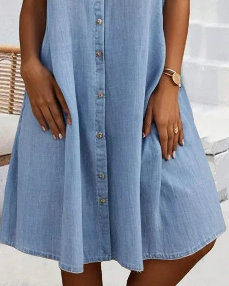 Women's Denim Shirt Midi Dress