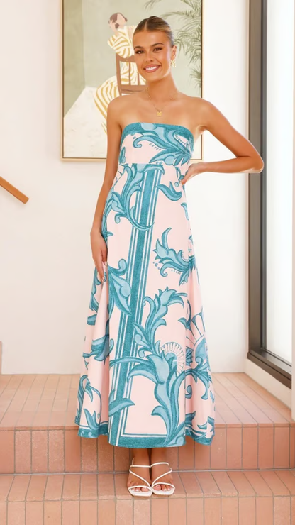 Women's Printed Wedding Guest Maxi Dress