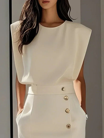 Women's Round Neck Daytime Midi Dress