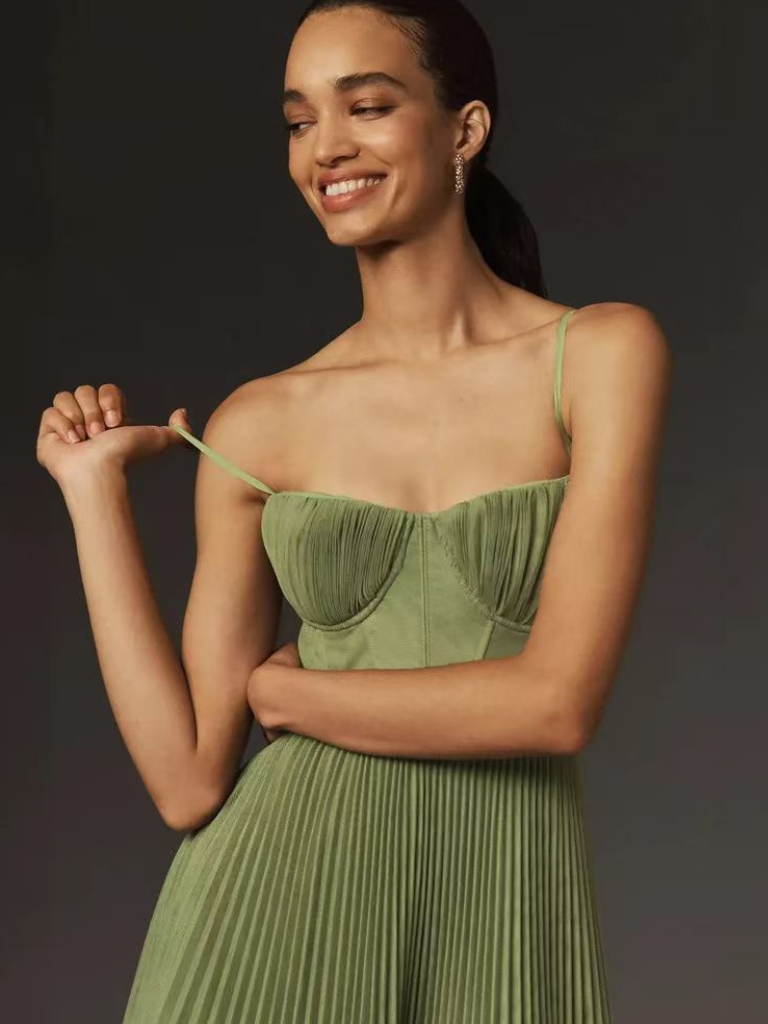 Women's Pleated Evening Maxi Dress