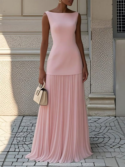 Women's Pleated Evening Maxi Dress