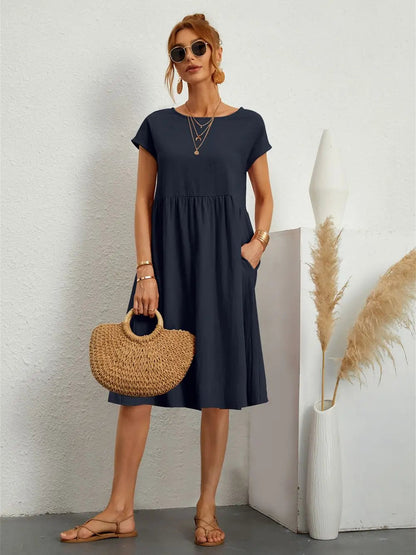 Women's Pocket Casual Day Midi Dress