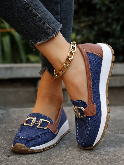 Women's Gold Buckle Comfort Loafers