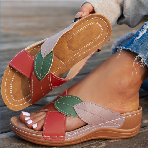 Women's Colorblock Slip-On Wedge Sandals Open Toe
