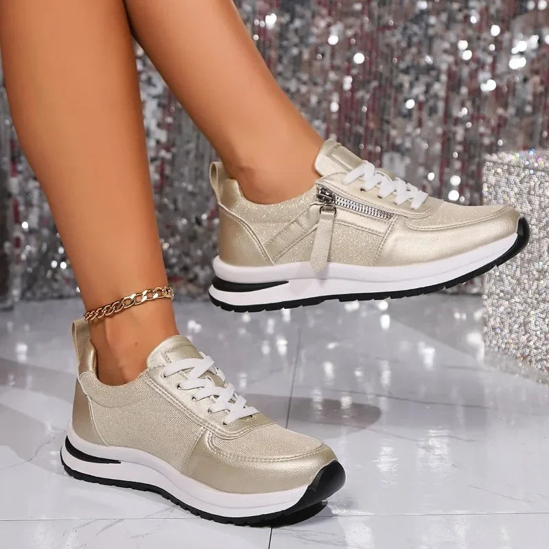Women's Platform Lace-Up Zip Sneakers