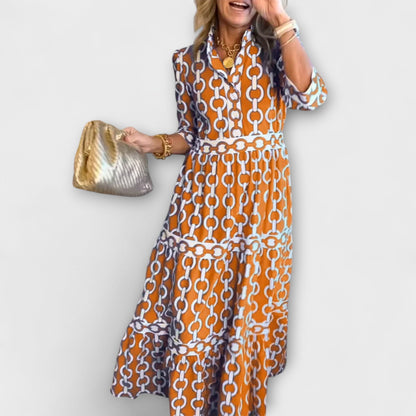 Women's Chain Pattern Day-to-Dinner Midi Dress