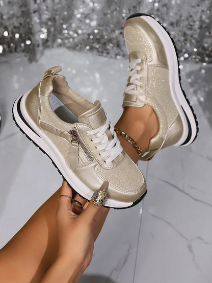 Women's Platform Lace-Up Zip Sneakers