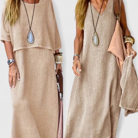 Women's Sleeveless V-Neck Maxi Dress Set