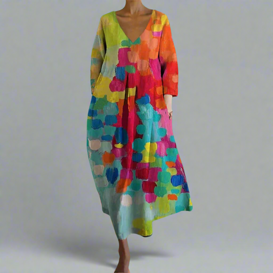 Women's V-Neck Floral Summer Midi Dress