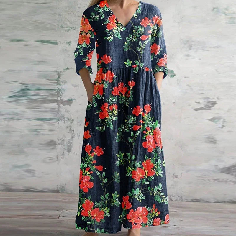Women's Retro Floral Maxi Dress