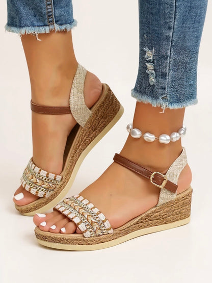 Women's Woven Cushioned Wedge Sandals