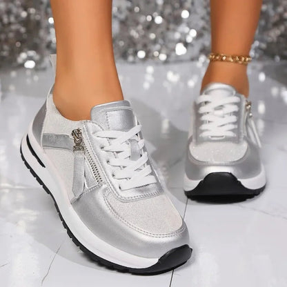Women's Platform Lace-Up Zip Sneakers