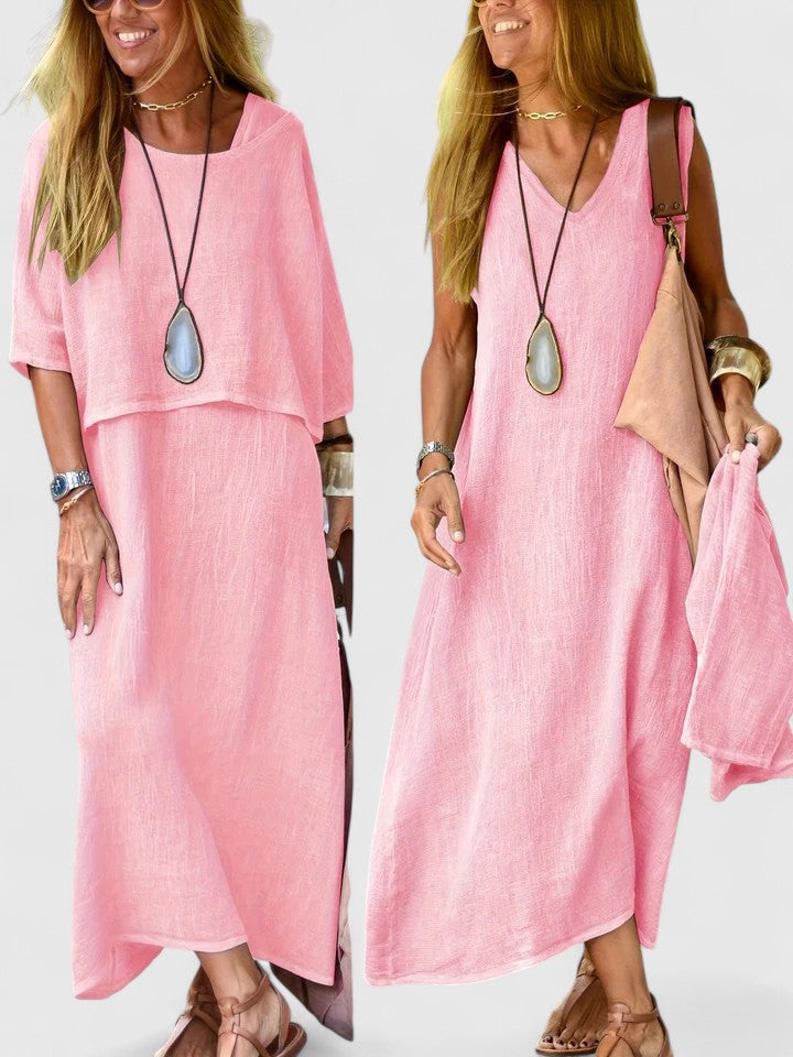 Women's Sleeveless V-Neck Maxi Dress Set