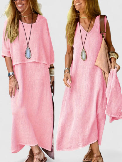 Women's Sleeveless V-Neck Maxi Dress Set