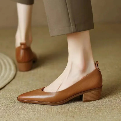 Women's Block Heel Pumps Pointed Toe Slip-On Work Shoes