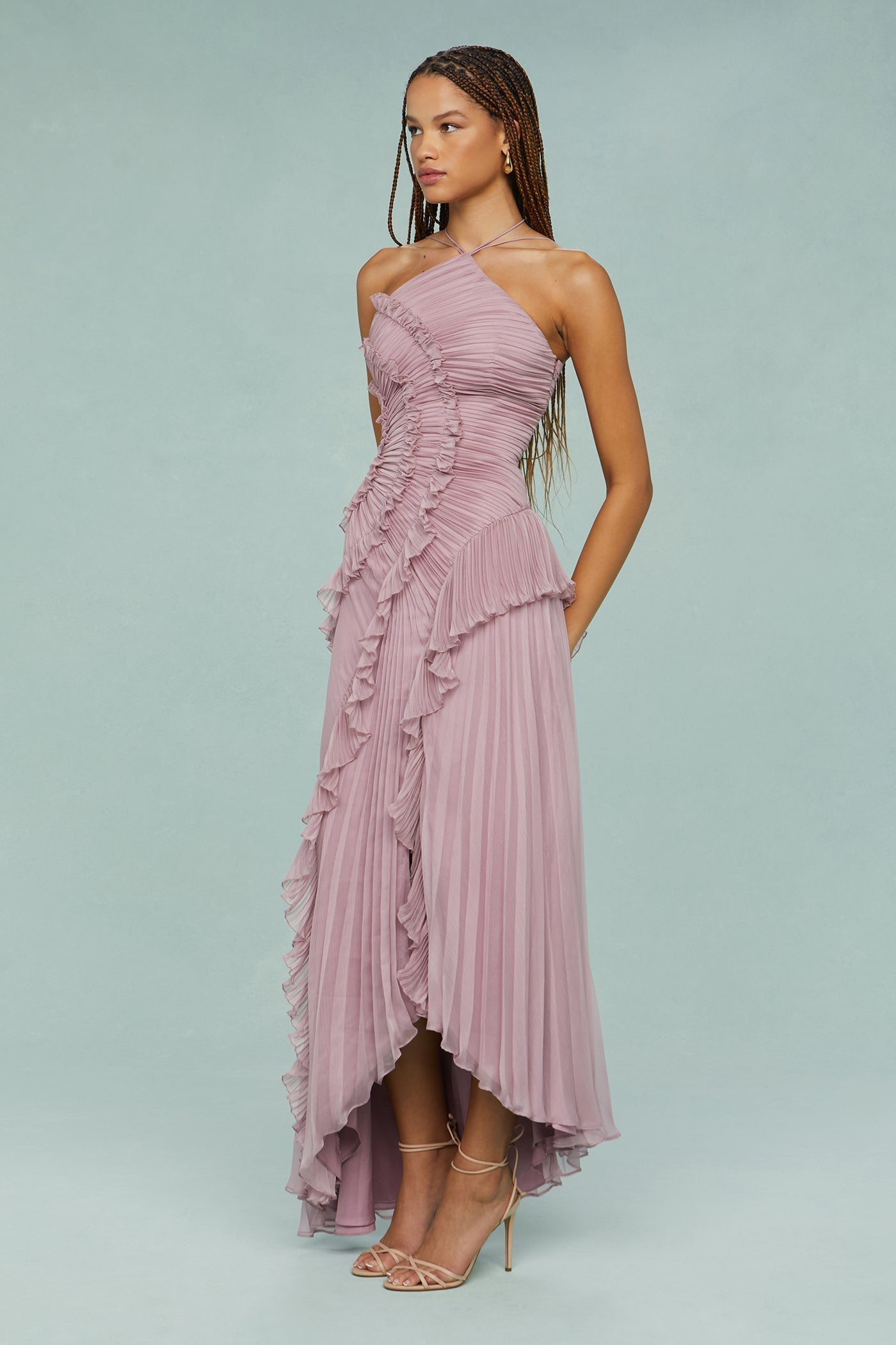Women's Halter Wedding Guest Midi Dress